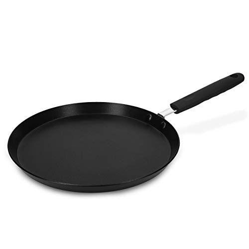 Navaris Sartén para Crepes - Sartén Antiadherente para Crepes Tortitas filloas Huevos - Crepera Plana Apta para inducción - 26CM de diámetro