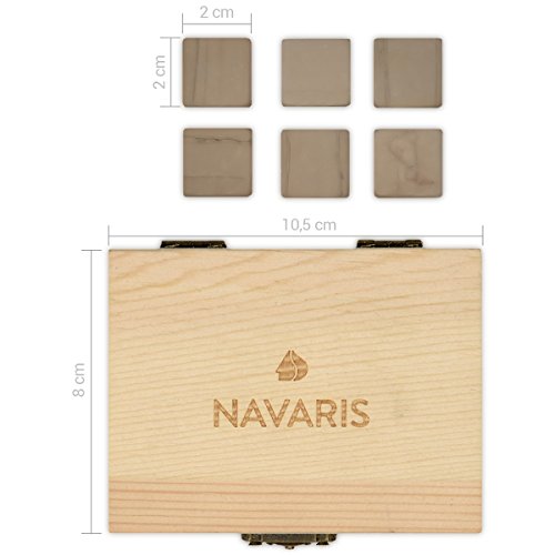 Navaris Set de 9 cubos de granito para whisky - Piedras para enfriar licores con bolsa de terciopelo - Cubitos enfriadores de bebidas - Whisky Stones