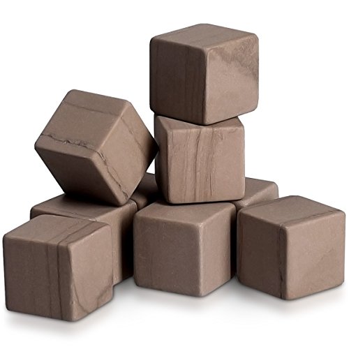 Navaris Set de 9 cubos de granito para whisky - Piedras para enfriar licores con bolsa de terciopelo - Cubitos enfriadores de bebidas - Whisky Stones