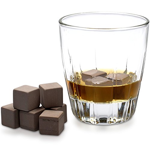 Navaris Set de 9 cubos de granito para whisky - Piedras para enfriar licores con bolsa de terciopelo - Cubitos enfriadores de bebidas - Whisky Stones