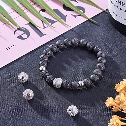 NBEADS Cuentas de Lava Natural, 150 Piezas de 8 mm de Cuentas de Lava Negras Redondas para Manualidades de Bricolaje y fabricación de Joyas con Pulsera de Collar