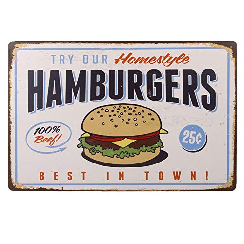 Ndier - Placa decorativa de metal con diseño vintage de hamburguesa para la casa, Cafe, bar, pub, papelería y productos para la oficina