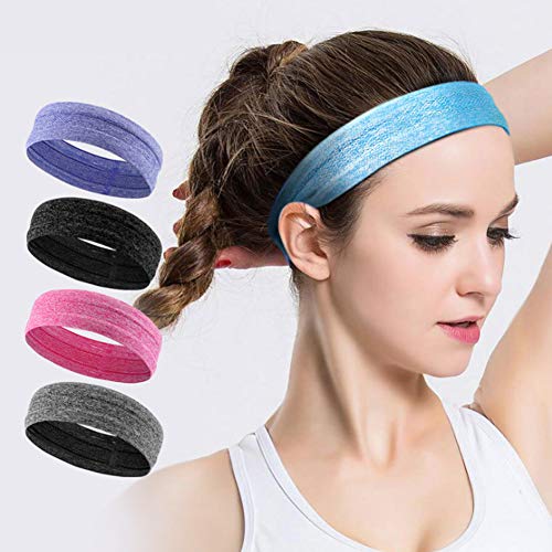 Ndier Sport Cinta Mujer Hombre Absorbente y Secado rápido Diadema Pelo Banda para Yoga Bicicleta Correr Correr Tenis Fitness, Color Negro.