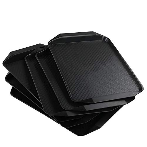 Neadas - Bandeja Bandejas de Plástico para Servir Alimentos Rectangular, Color Negro, 6 Unidades