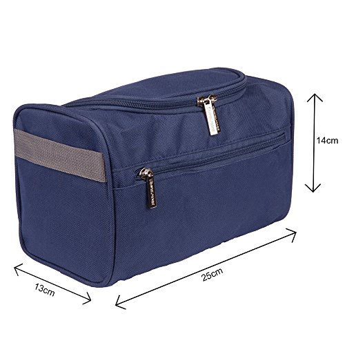 Neceser de Viaje para Colgar, Dopp Kit, Bolso de Aseo y Organizador de con Gancho para Accesorios de Viaje, Artículos de Higiene, Maquillaje y Afeitada, para Hombres y Mujeres – Color Azul