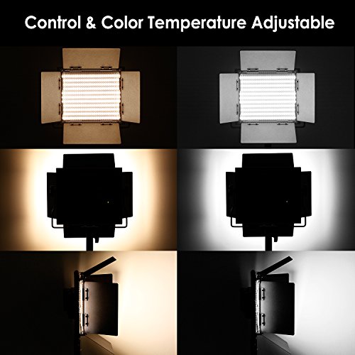 Neewer LED Bi-color Regulable con Soporte en U y Barndoor Luz de Video para YouTube, Fotografía de Productos, Video, Marco de Metal Durable, 660 LEDs, 3200-5600K, CRI 96+