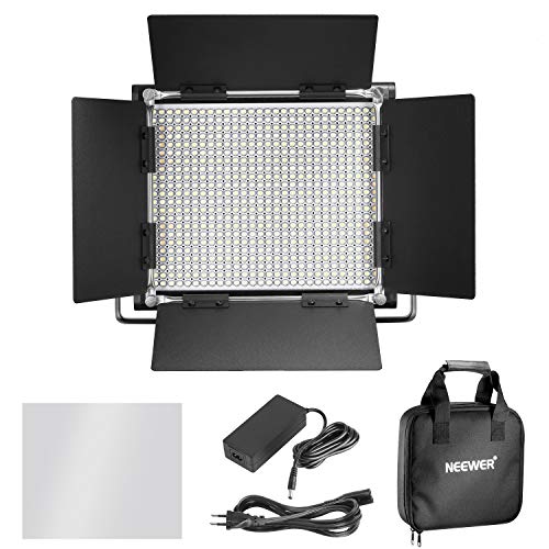 Neewer LED Bi-color Regulable con Soporte en U y Barndoor Luz de Video para YouTube, Fotografía de Productos, Video, Marco de Metal Durable, 660 LEDs, 3200-5600K, CRI 96+