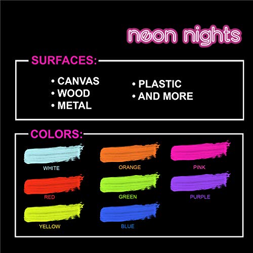 neon nights 8 x Pintura Luz Negra Pintura UV Neón Flourescente