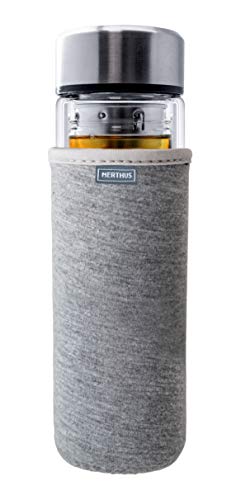 Nerthus FIH 664 664-Botella Filtro 350 ml, Aislante Gracias a su Doble Pared, Botella infusor, Termo, Taza de Viaje, Tetera, 0.35 litros, Cristal