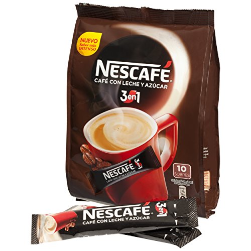 Nescafé 3 en 1 - Café Soluble con Leche y Azúcar - 9 Paquetes de 180 g