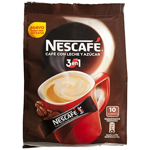 Nescafé 3 en 1 - Café Soluble con Leche y Azúcar - 9 Paquetes de 180 g