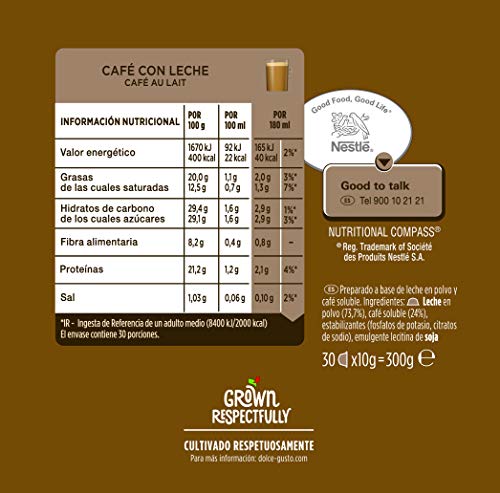 Nescafé DOLCE GUSTO Magnum CAFÉ CON LECHE - Cápsulas de Café - 3 x 30 - 90 Cápsulas