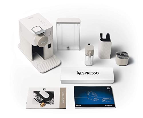 Nespresso De'Longhi Lattissima One EN500W - Cafetera monodosis de cápsulas Nespresso con depósito de leche compacto, 19 bares, apagado automático color blanco