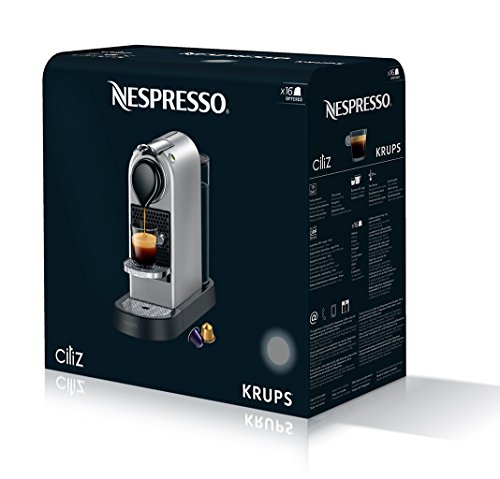 Nespresso Krups Citiz XN7605 - Cafetera monodosis de cápsulas Nespresso con aeroccino, compacta, 19 bares, apagado automático, color granate