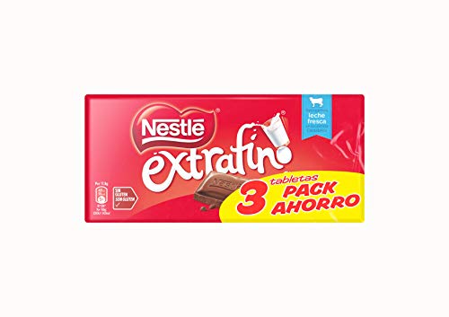 Nestlé Extrafino Tableta de Chocolate con Leche - Pack de 3 x 125 g - Total: 375 g