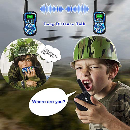 Nestling Walkie Talkie para niños, Camuflaje al Aire Libre, 8 Canales, Radio de 2 vías, Juguetes, Linterna LCD retroiluminada, Rango de 3 Millas para Actividades Infantiles (2pcs Azul)