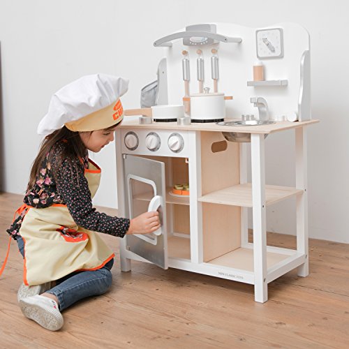 New Classic Toys Toys-11053 Kitchenette-Bon Appetit-White/Silver, Color Blanco (11053)