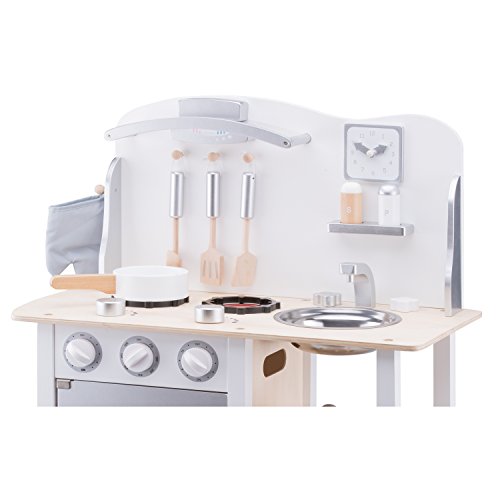 New Classic Toys Toys-11053 Kitchenette-Bon Appetit-White/Silver, Color Blanco (11053)