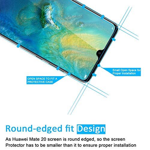 NEW'C 2 Unidades, Protector de Pantalla para Huawei Mate 20, Antiarañazos, Antihuellas, Sin Burbujas, Dureza 9H, 0.33 mm Ultra Transparente, Vidrio Templado Ultra Resistente