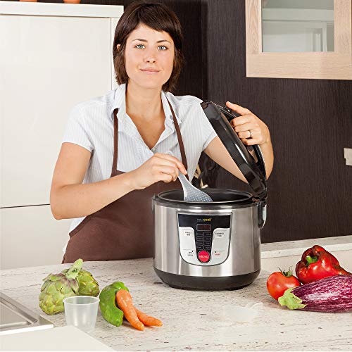 NEWCOOK Robot de Cocina Multifunción, Capacidad 5 Litros, Programable Hasta 24H, Cocina Automáticamente, 8 Menús Preconfigurados y Función Mantener Caliente Hasta 24H. Incluye Cubeta Antiadherente