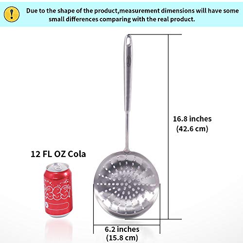 Newness Espumadera de Cocina, 42.6 cm Espumadera con Colador de 304 Acero Inoxidable, con Manija Redonda Ergonómica del Vacío, Cocina Cuchara del Colador [Anticorrosión, Resistencia al Calor]