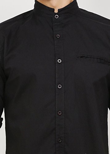 nick&jess - Negro Camisa Casual - Básico - Cuello Mao - Manga Larga - para Hombre