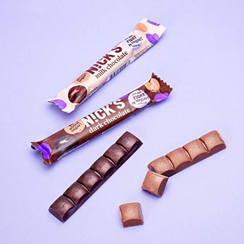 NICKS Chocolate Mix, Barritas de chocolate surtidas, sin azúcar añadido, sin gluten (6x 40g + 2x 28g + 4x 25g)