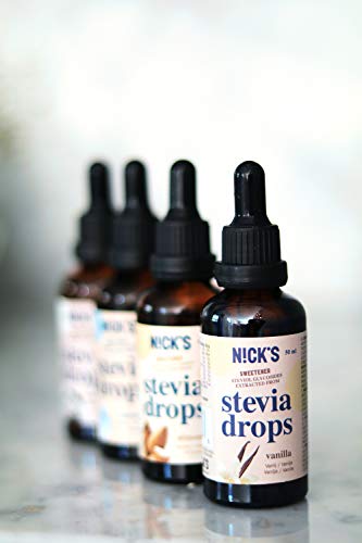 NICKS Stevia Drops, stevia líquida en gotas sin azúcar, cero calorías, edulcorante líquido aromatizado 50 ml (Vainilla)