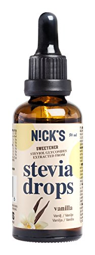 NICKS Stevia Drops, stevia líquida en gotas sin azúcar, cero calorías, edulcorante líquido aromatizado 50 ml (Vainilla)