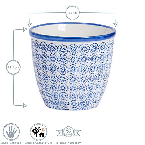 Nicola Spring Macetero de Porcelana Estampado - para Exteriores e Interiores - 3 diseños Diferentes - Pack de 3