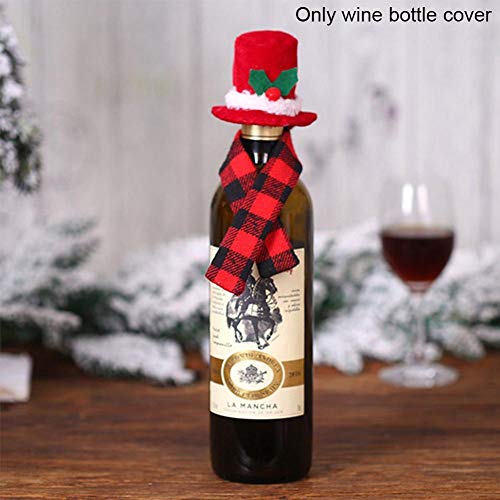Nieve Isla Champagne botella sombrero bufanda decoración, Navidad no tejida botella bufanda conjunto fiesta familia botella de vino rojo decoración