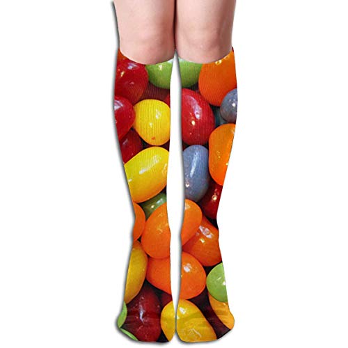 Nifdhkw Calcetines largos de compresión elásticos con diseño de gominolas de Halloween (50 cm) para deportes