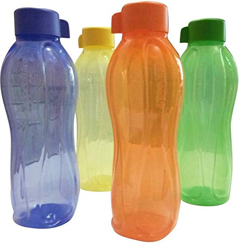 NK GLOBAL Tupperware - Juego de 4 botellas de agua ecológicas (1000 ml, con tapa de rosca)