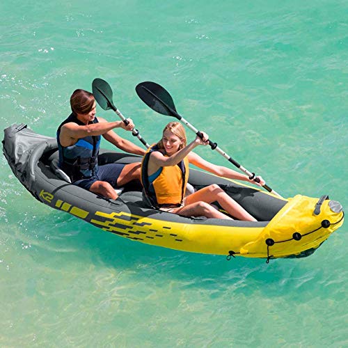 N/O Kayak Inflable para 2 Personas, Juego de Kayak con remos de Aluminio y Bomba de Aire de Alto Rendimiento