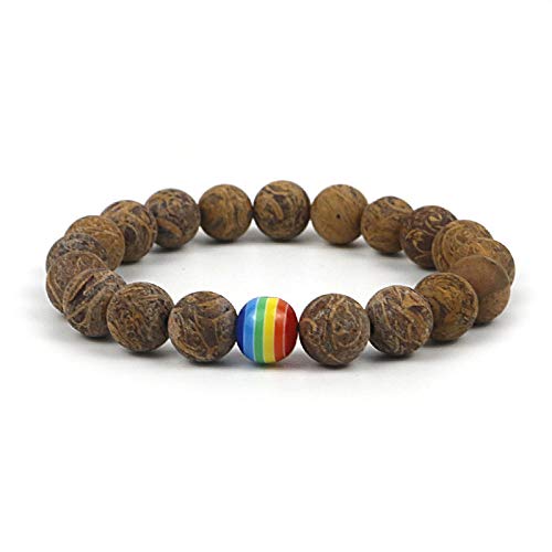 Nobrand Orgullo Gay Pulsera Arco Iris Hombres/Mujeres escarchados Natural Copo de Nieve Piedra de la Cuenta de la Pulsera de la joyería Gay Regalo para él