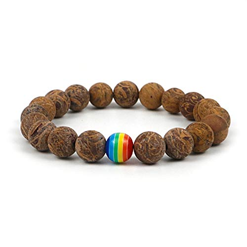 Nobrand Orgullo Gay Pulsera Arco Iris Hombres/Mujeres escarchados Natural Copo de Nieve Piedra de la Cuenta de la Pulsera de la joyería Gay Regalo para él