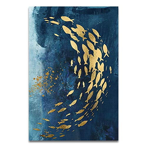 Nordic Goldfish Butterfly Art Canvas Poster Print Canvas Painting Living Room Decoración del hogar Pared 21x30cm