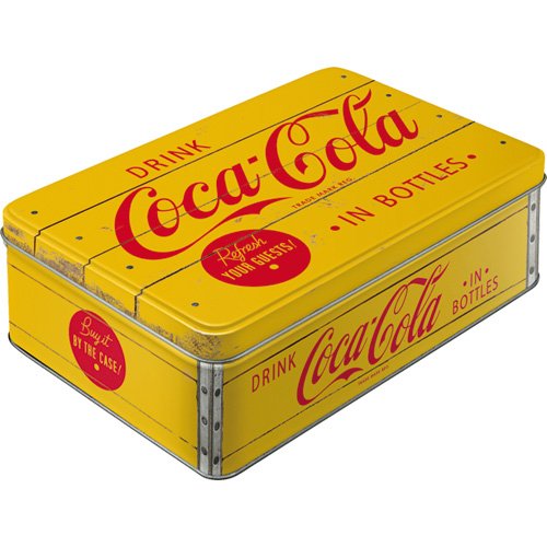 Nostalgic-Art - Coca-Cola Logo Yellow - Bote de Almacenamiento Plana