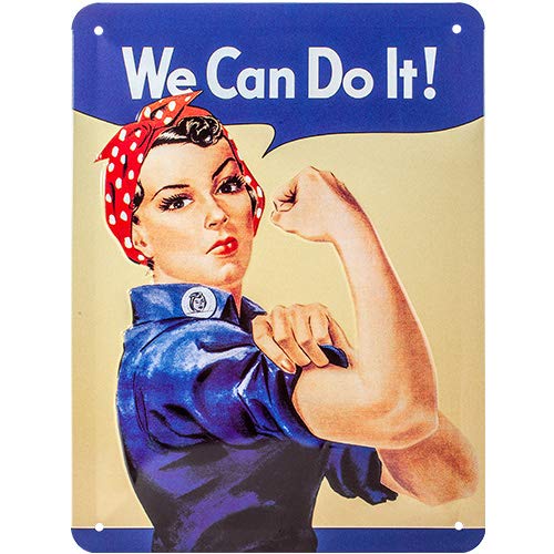 NOSTALGIC Cartel de Chapa Retro USA – We Can do it – Idea de Regalo para la Cocina, metálico, Diseño Vintage para decoración Pared, 15 x 20 cm