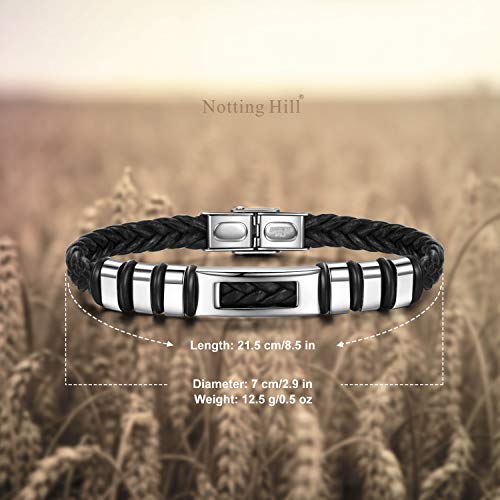 Notting Hill Específica Serie Pulsera para Hombre Pulseras de Cuero Trenzado Brazaletes de Muñeca para Hombre con Cierre de Acero de Titanio Regalo para Hombre, Joyas en Caja