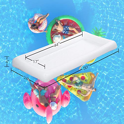 Novelty Place [TALLA GRANDE] Barra Bandeja Inflable Buffet para Hielo con Tapón de Desagüe - Bandeja de Comidas y Bebidas para Ensaladas, Picnics y Acampadas (Paquete de 1)