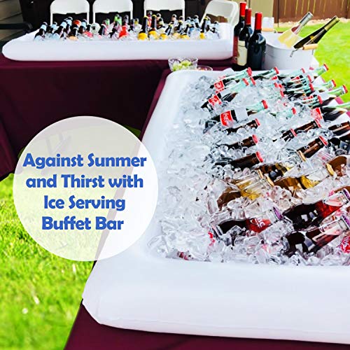 Novelty Place [TALLA GRANDE] Barra Bandeja Inflable Buffet para Hielo con Tapón de Desagüe - Bandeja de Comidas y Bebidas para Ensaladas, Picnics y Acampadas (Paquete de 1)