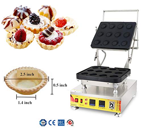 NP-846 Cáscara de tarta de huevo eléctrica doble digital para máquina de hacer tartas, pasteles, pasteles, maquinaria de fabricación antiadherente, acero inoxidable, 12 agujeros 110V plata