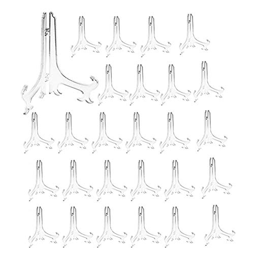 Nrpfell 3 Pulgadas Soporte de Plástico Claro Sostenedor de La Galleta Soporte de Exhibición de Tarjeta de Lugar Mostrar Caballetes en Bodas S,Fiesta de Cumplea？os (Paquete de 24)