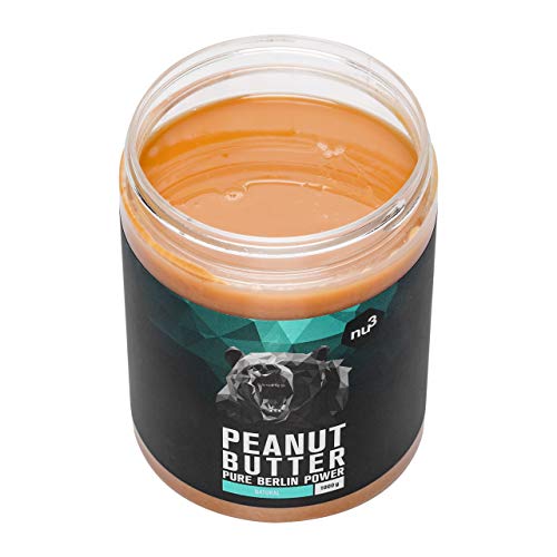 nu3 Crema de cacahuete - 1 kg Peanut Butter pura y natural - Mantequilla de maní sin sal ni azúcar - Libre de aceite de palma y conservantes artificiales - con 21g de proteínas por cada 100 g