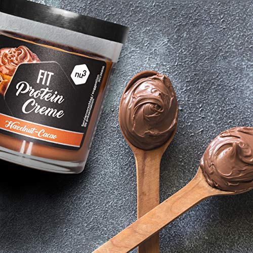 nu3 Fit Protein Creme - 200g Crema de chocolate y avellanas - Sin aceite de palma ni gluten - 90% menos azúcar - 21% de proteína - Excelente alternativa fitness baja en carbohidratos