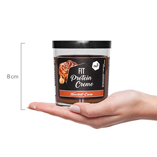 nu3 Fit Protein Creme - 200g Crema de chocolate y avellanas - Sin aceite de palma ni gluten - 90% menos azúcar - 21% de proteína - Excelente alternativa fitness baja en carbohidratos