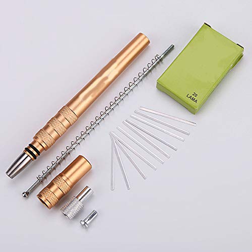 Nueva actualización de tatuaje de peluquería Hair Razor Pen, DIY Hair Carving Blades Pen con 20 cuchillas para salón de moda (Gold)