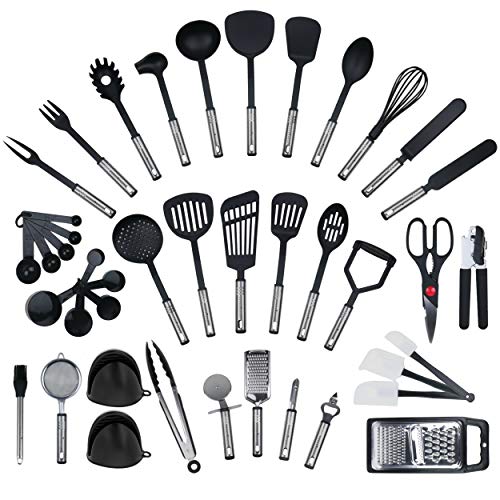 NUEVO – 42 piezas de Juego de coronas Fuerza, utensilios de cocina de acero inoxidable y nailon Cocinar Tools incluyendo Turners, Tongs, cuchara, vaso medidor, batidor, abrelatas, pelador, rasqueta