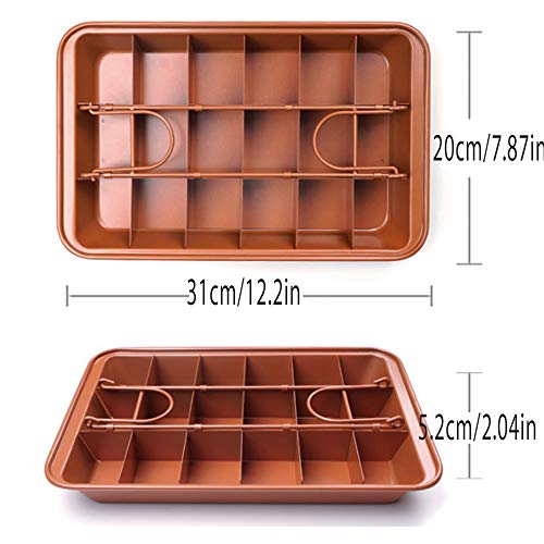 nuluxi Moldes para Brownies Brownie Pan con Divisore Metal Antiadherente Bandeja para Brownie Molde de Horno Desmontable Acero Al Carbono Molde para Pasteles Horneado Profesional Accesorios de Cocina